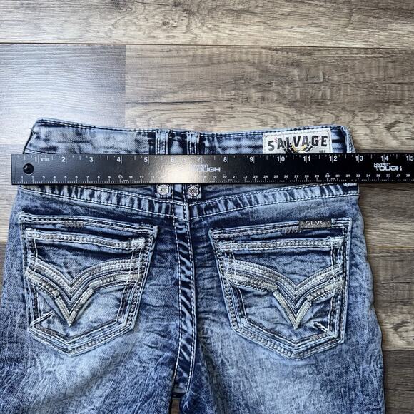 Salvage Supply Co Chaos Bootcut Regular Fit Youth 14R 26x27Blue Distressed Jean - Picture 7 of 7